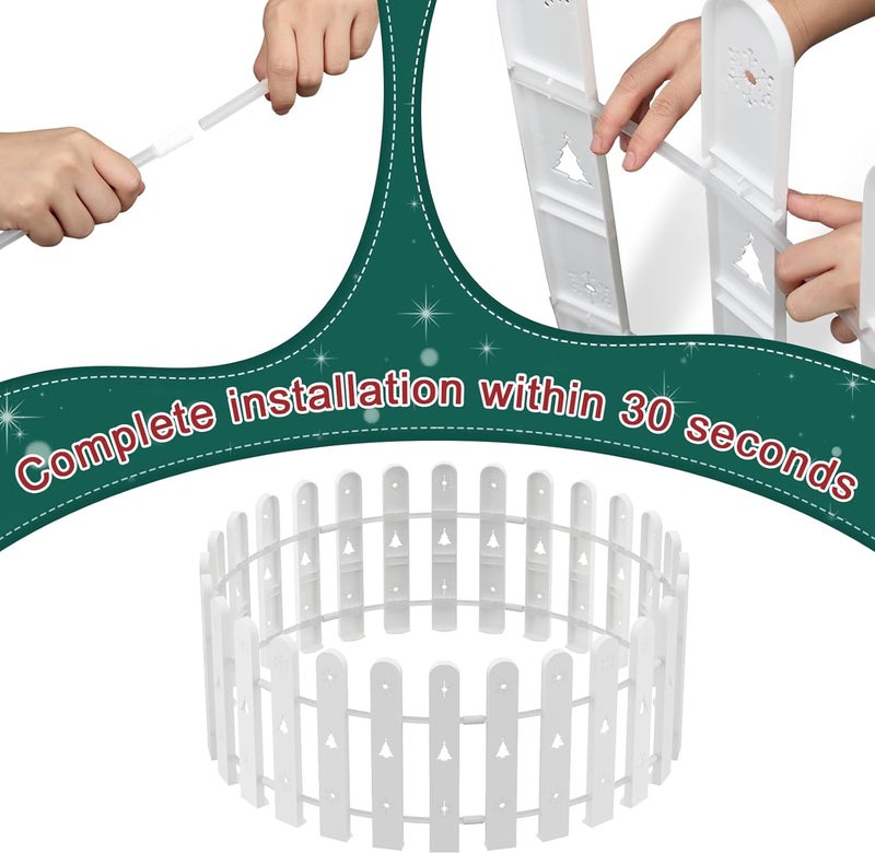 DIIG Christmas Tree Fence, 28-pcs Thicker Hose Clips Gate for Toddlers, White Gate Suitable for Christmas Trees Wedding Parties Indoor Garden Borders Lawns - Image 5